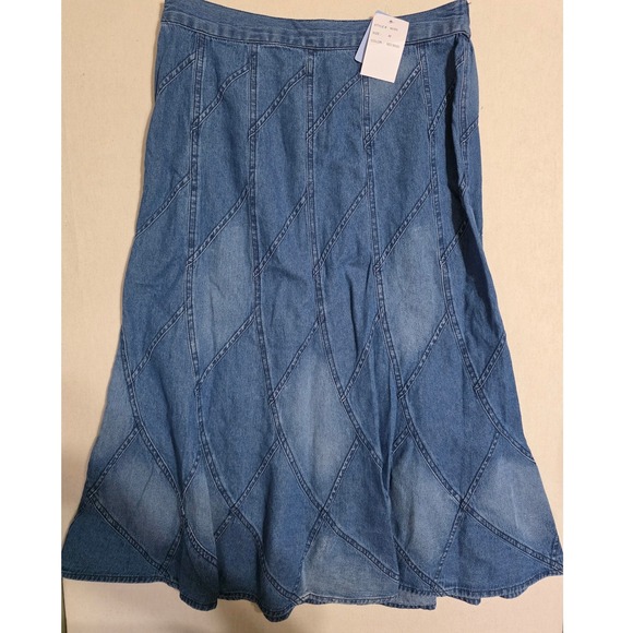 Studio West Dresses & Skirts - Studio West Women M Blue Medium Wash Denim Midi Godet Panel Skirt 86359